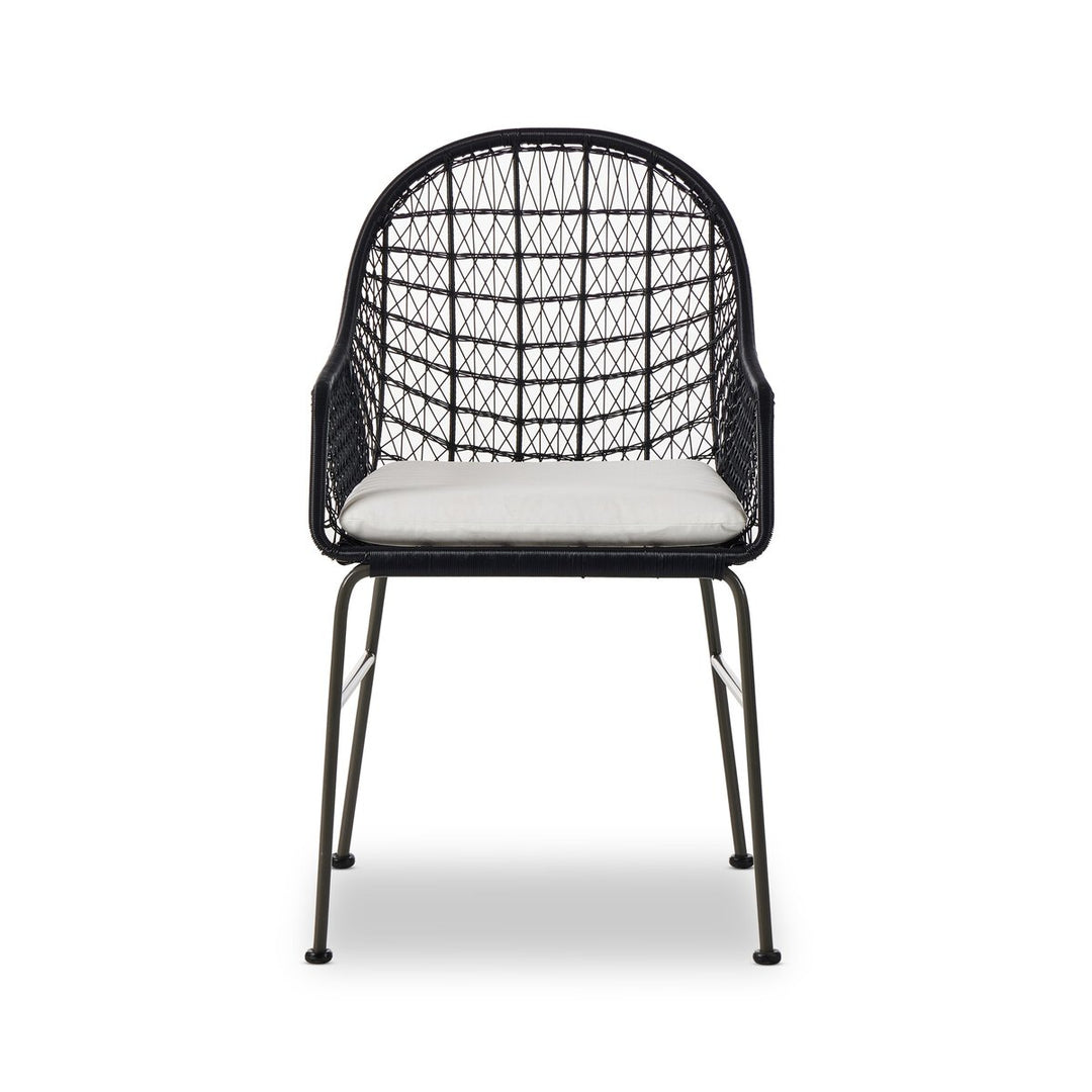 Canyon Outdoor Woven Dining Chair - Smoke Black - White