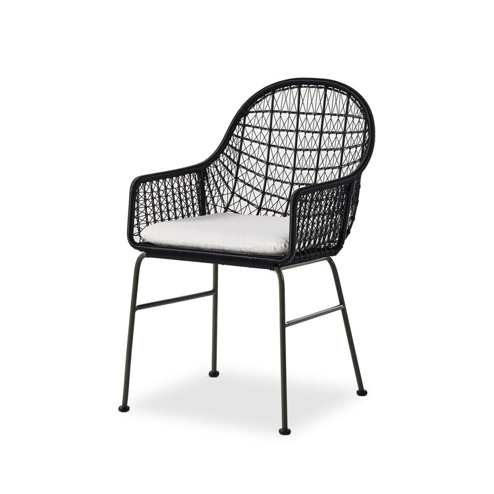 Canyon Outdoor Woven Dining Chair - Smoke Black - White