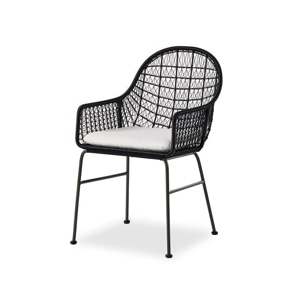 Bandera Outdoor Woven Dining Chair-Four Hands-FH-230094-005-Outdoor Dining ChairsSmoke Black-With Cushion-16-France and Son