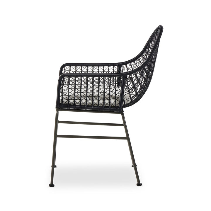 Canyon Outdoor Woven Dining Chair - Smoke Black - White