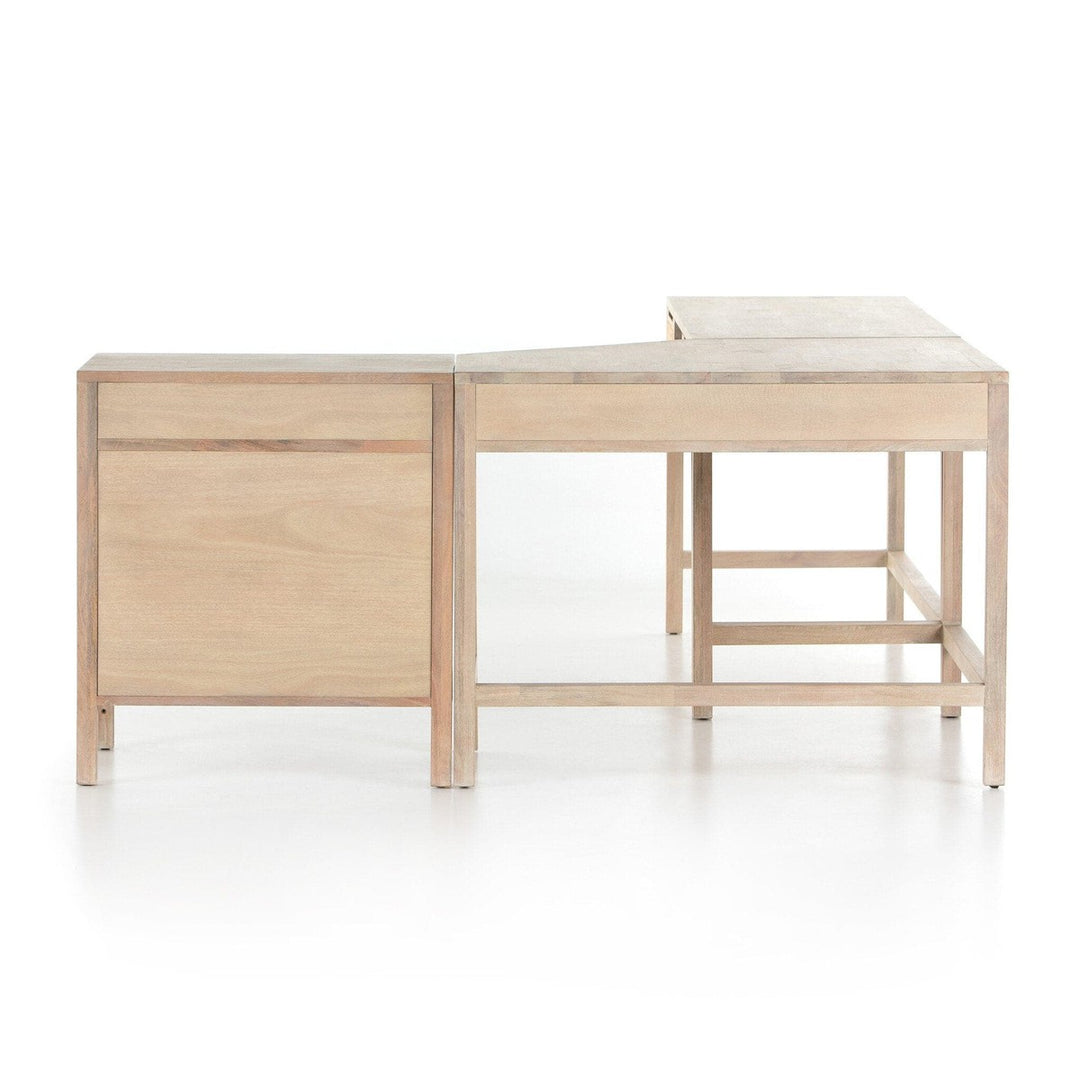 Clara Desk System W/ Filing Cabinet - White Wash Mango