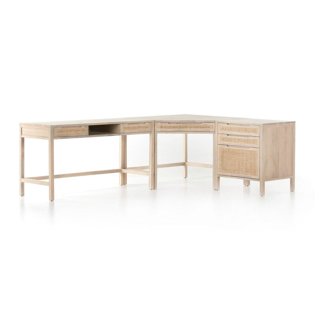 Clara Desk System W/ Filing Cabinet - White Wash Mango