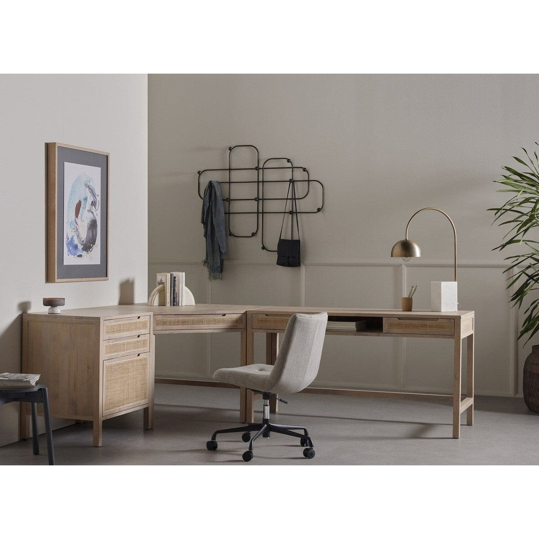 Clara Desk System W/ Filing Cabinet - White Wash Mango