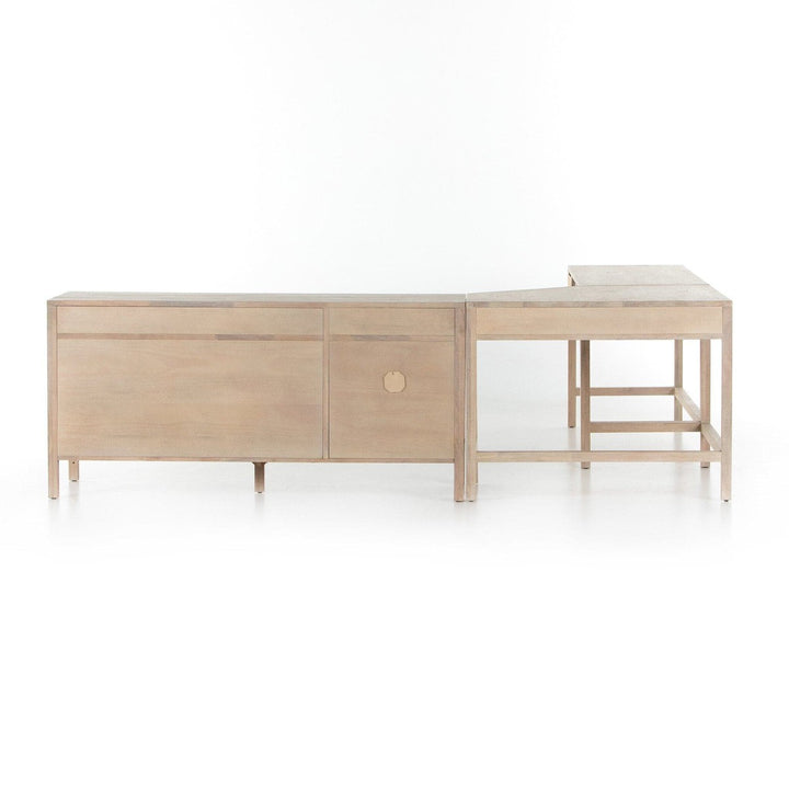 Clara Desk System W/ Filing Credenza - White Wash Mango