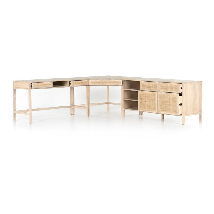 Clara Desk System W/ Filing Credenza - White Wash Mango