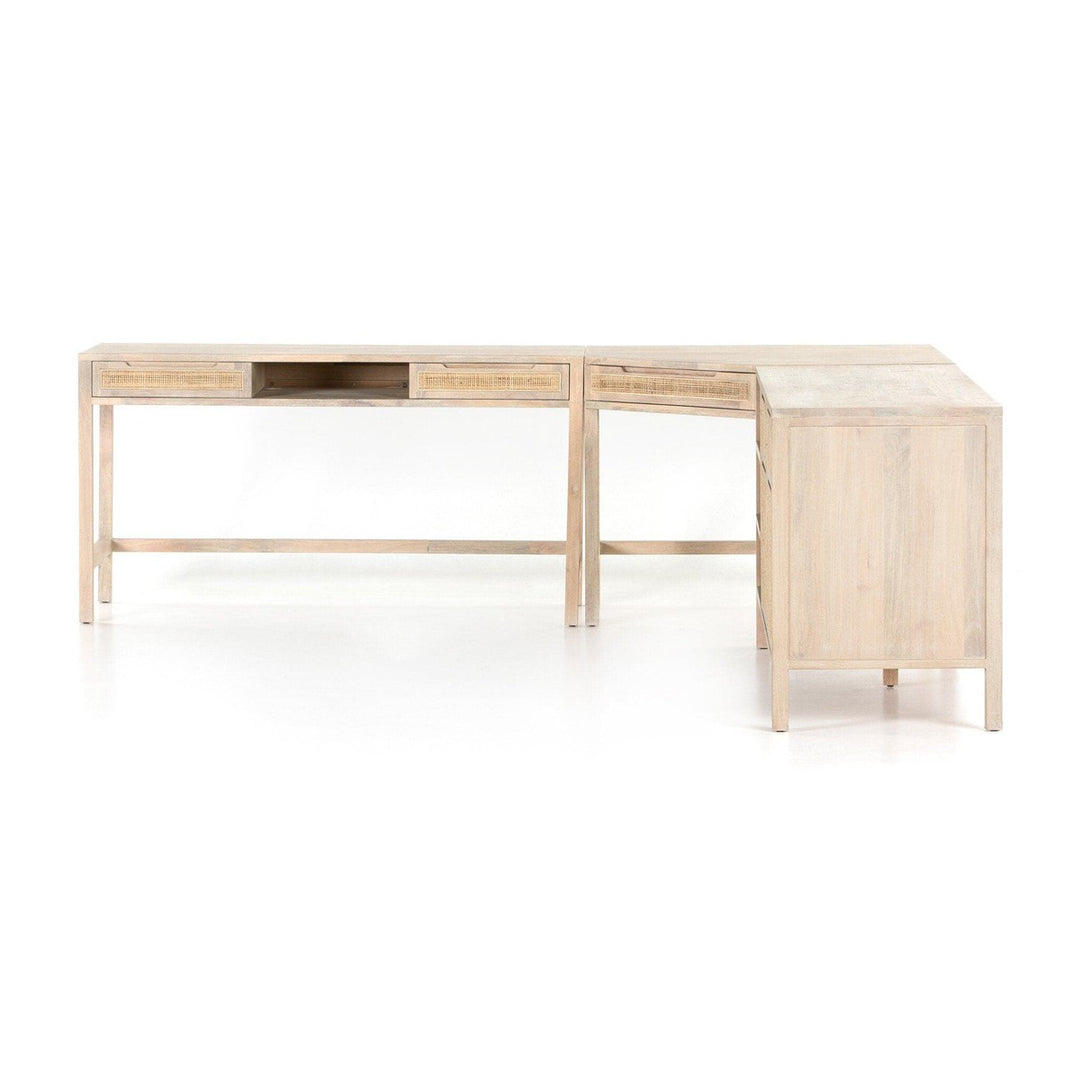 Clara Desk System W/ Filing Credenza - White Wash Mango