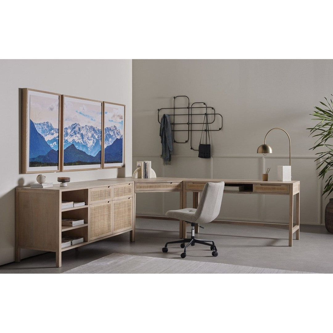 Clara Desk System W/ Filing Credenza - White Wash Mango