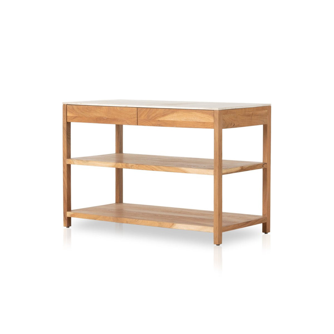 Priya Small Kitchen Island - Smoked Acacia