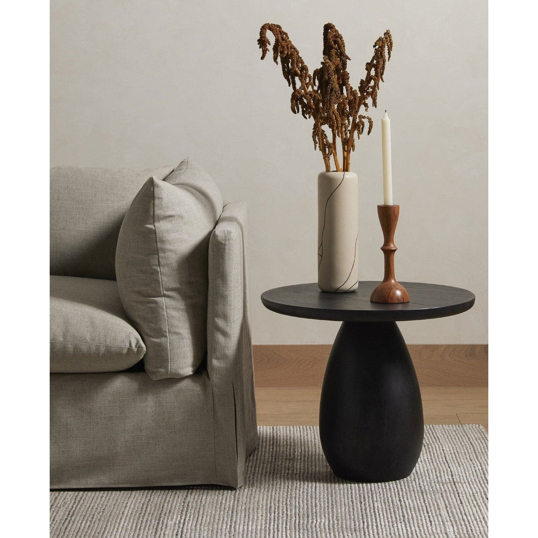 Marla Wood End Table-Tall - Black Wash Ash