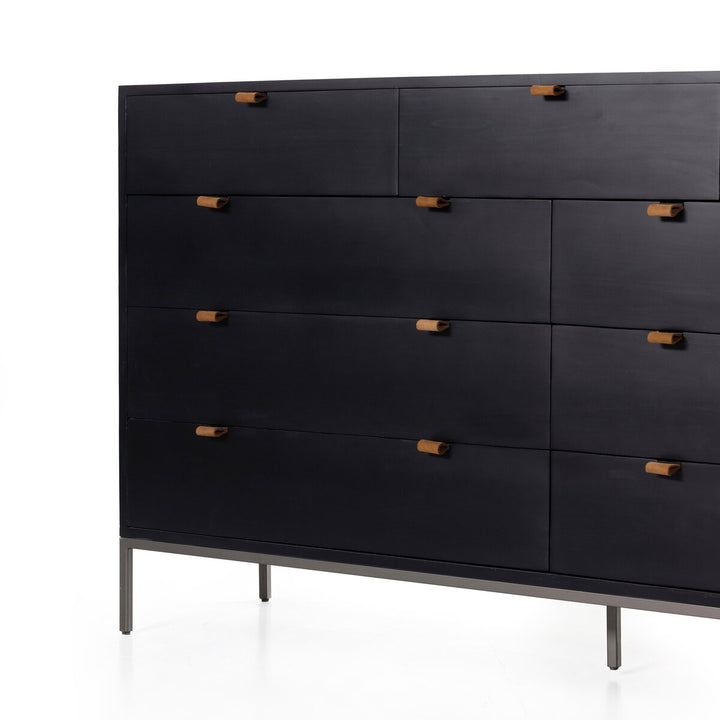 Troy 9 Drawer Dresser - Black Wash Poplar