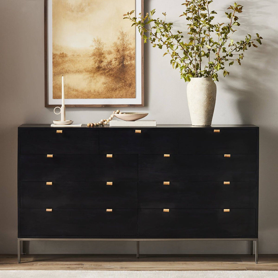 Troy 9 Drawer Dresser - Black Wash Poplar