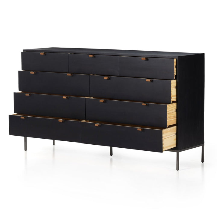 Troy 9 Drawer Dresser - Black Wash Poplar