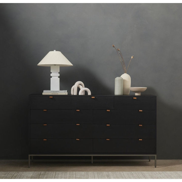 Troy 9 Drawer Dresser - Black Wash Poplar