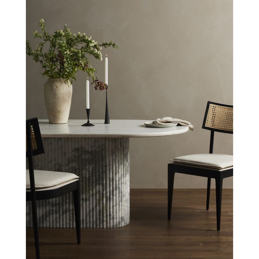 Dining Tables Bristol Fluted Marble Dining Table - Polished White