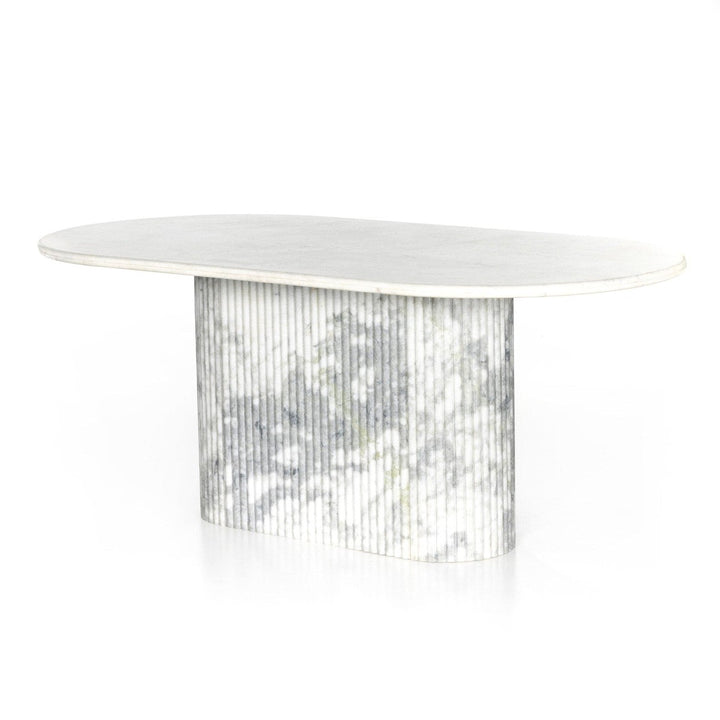 Orion Dining Table - Polished White Marble w/ Sealant