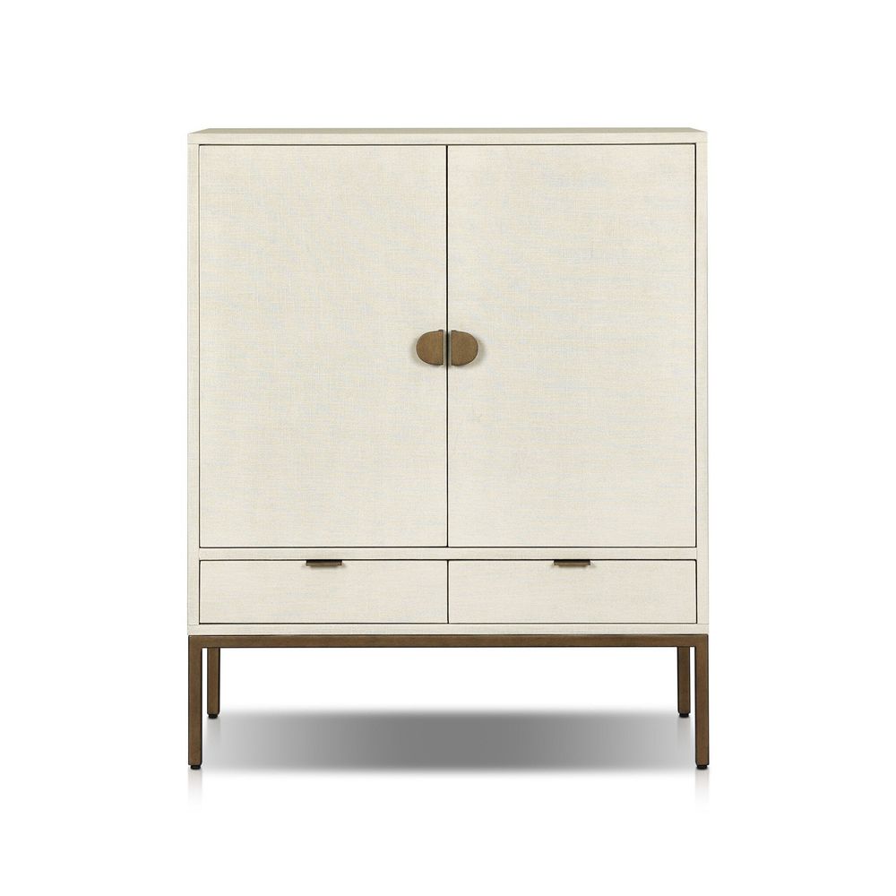 Bar Storage: Cabinets Cressida Bar Cabinet - Ivory Painted Linen