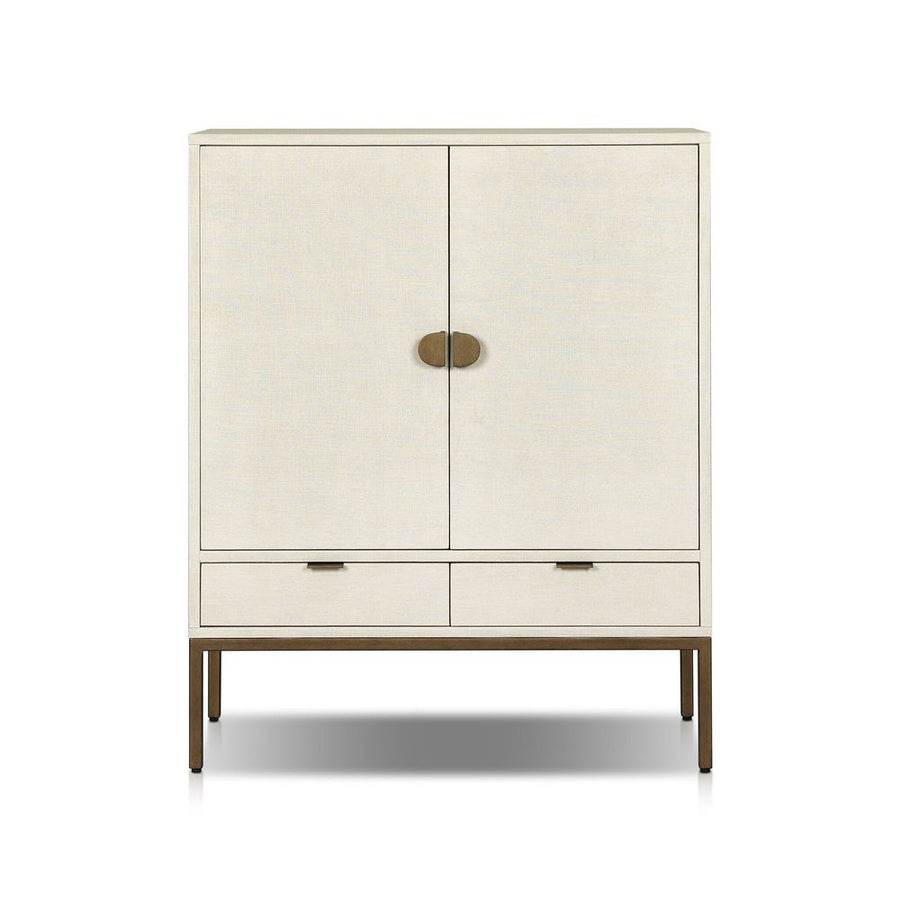Bar Storage: Cabinets Cressida Bar Cabinet - Ivory Painted Linen