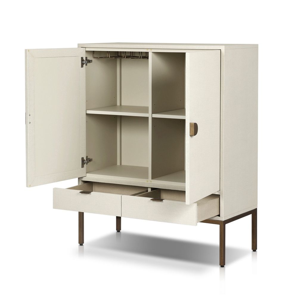 Cressida Bar Cabinet - Ivory Painted Linen