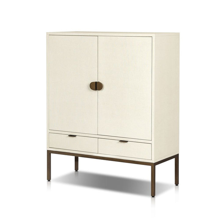 Bar Storage: Cabinets Cressida Bar Cabinet - Ivory Painted Linen