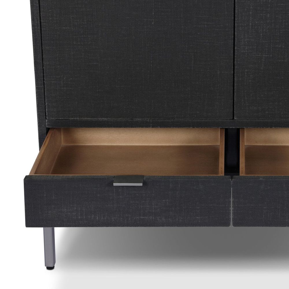 Cressida Bar Cabinet - Black Linen