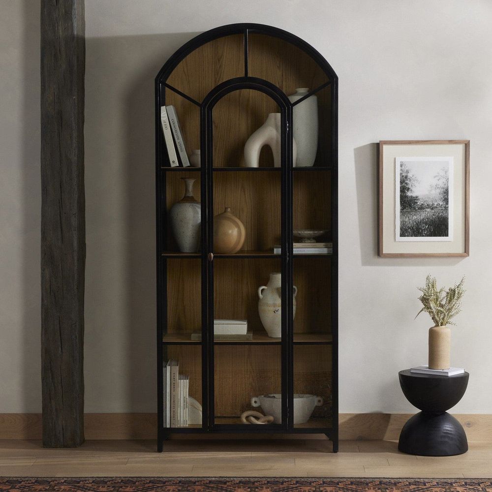 Cabinets & Curios Wellington Cabinet - Black with Oak Interior