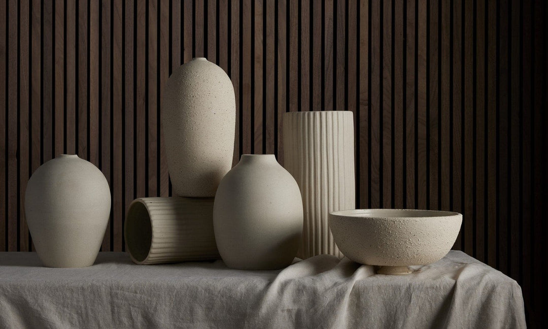 Pavel Pedestal Bowl - Natural Grog Ceramic