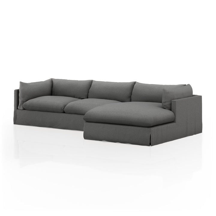 Refuge Slipcover 2-Piece Sectional - Right Chaise - 133" - Fallon Charcoal