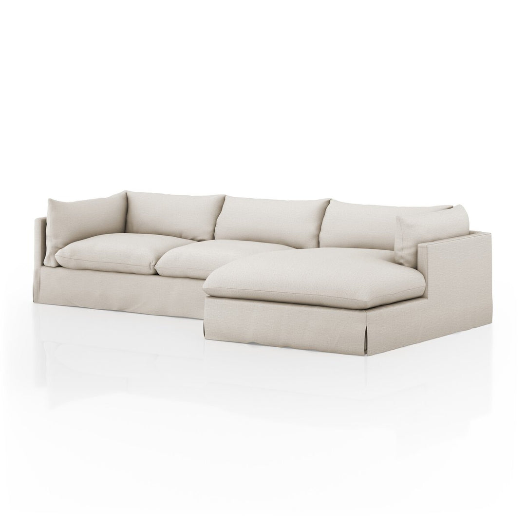 Refuge Slipcover 2-Piece Sectional - Right Chaise - 133" - Valley Nimbus