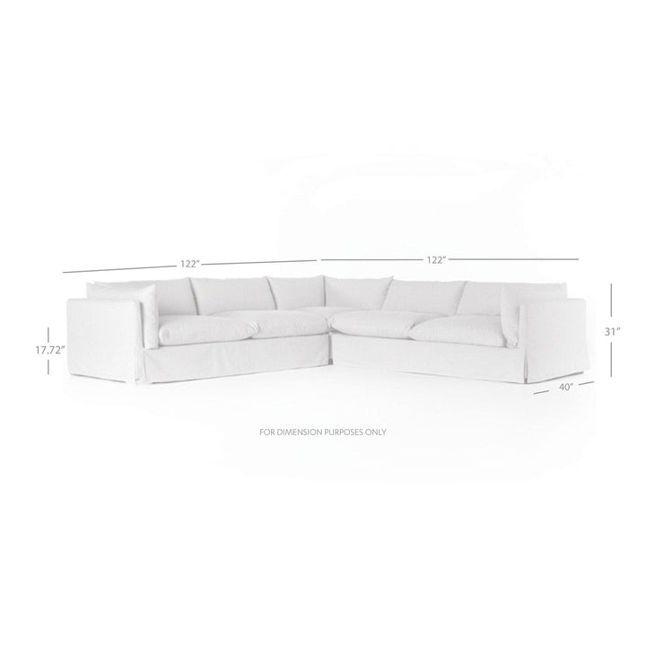 Haven Slipcover 3-Piece Sectional - Valley Nimbus - 122"