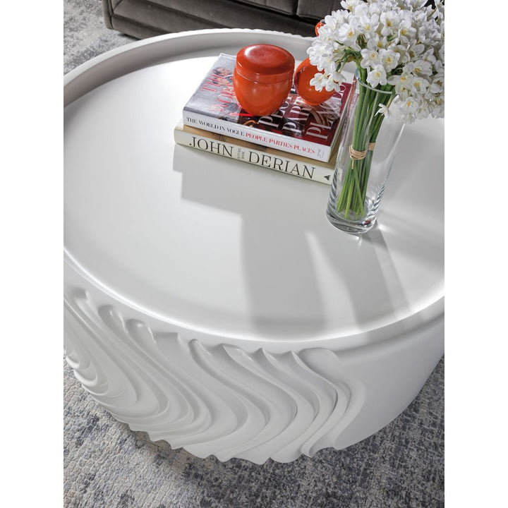 Coffee Tables Volante Round Drum Cocktail Table - Ivory