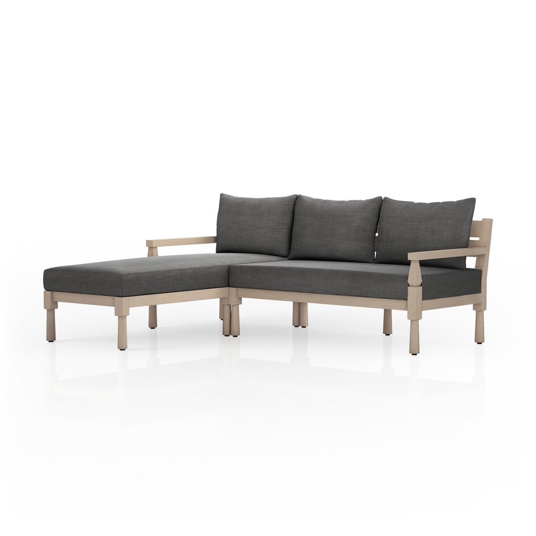 Warner Outdoor 2-Piece Sectional - Charcoal - Washed Brown - Left Arm Facing Chaise