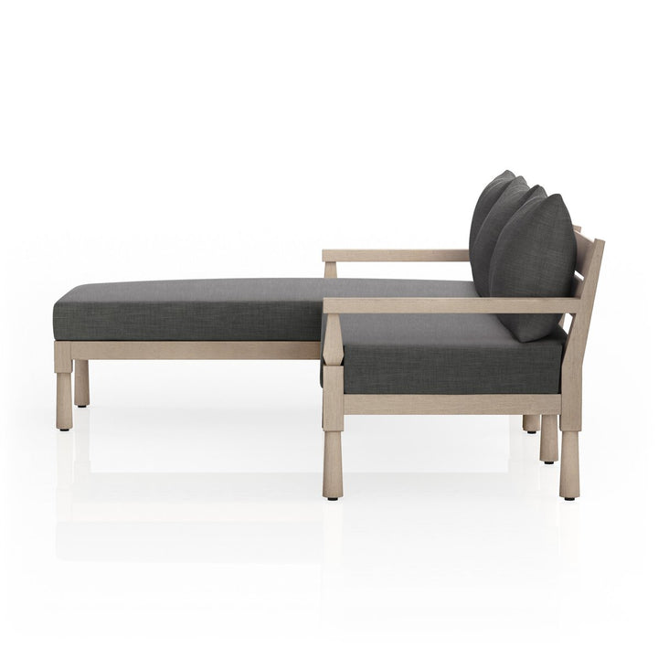 Warner Outdoor 2-Piece Sectional - Charcoal - Washed Brown - Left Arm Facing Chaise