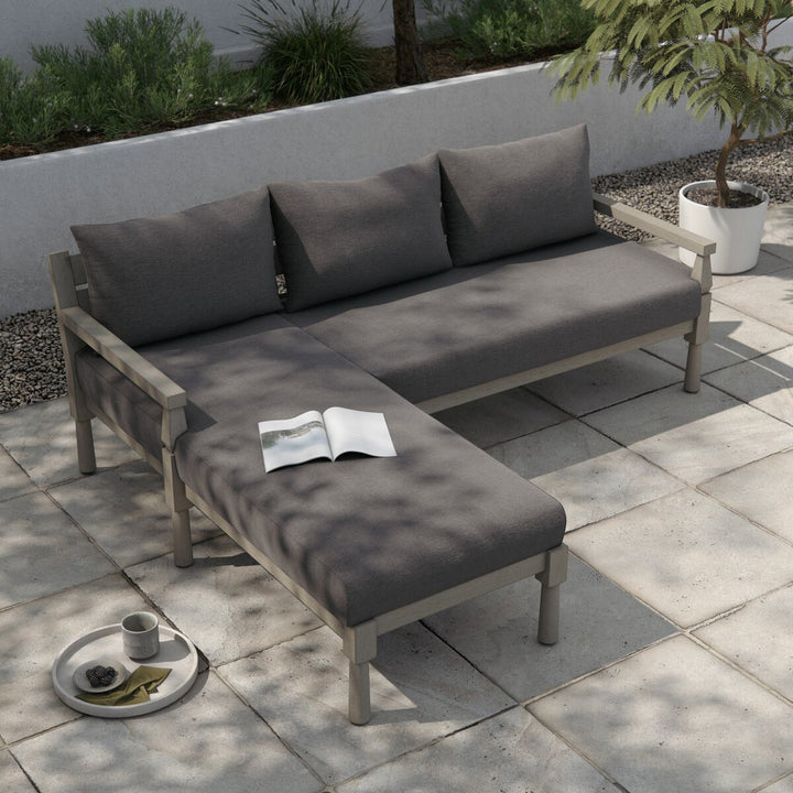 Warner Outdoor 2-Piece Sectional - Charcoal - Weathered Grey - Left Arm Facing Chaise