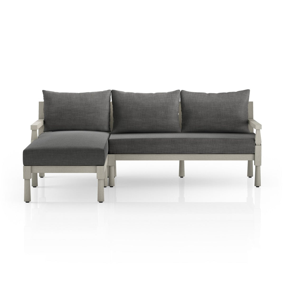 Warner Outdoor 2-Piece Sectional - Charcoal - Weathered Grey - Left Arm Facing Chaise