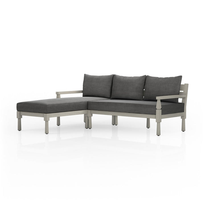 Warner Outdoor 2-Piece Sectional - Charcoal - Weathered Grey - Left Arm Facing Chaise