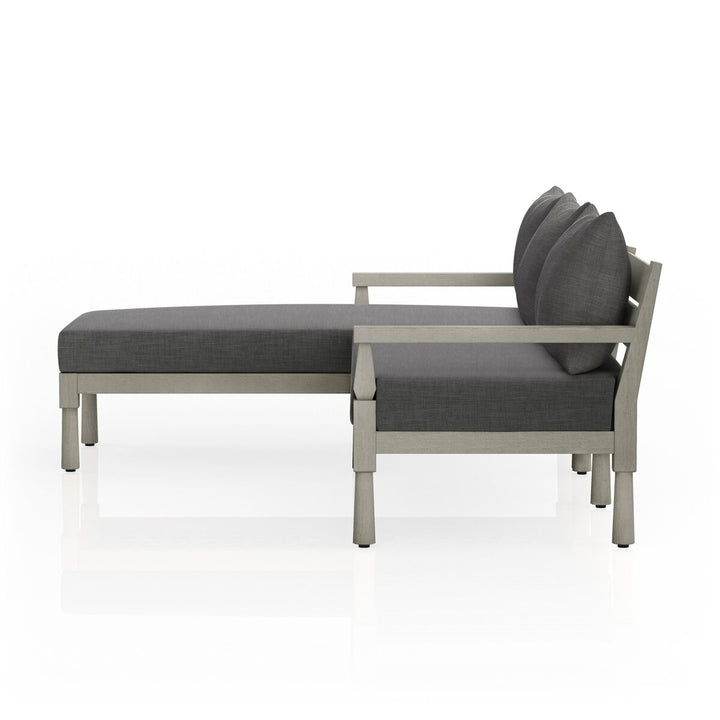 Warner Outdoor 2-Piece Sectional - Charcoal - Weathered Grey - Left Arm Facing Chaise