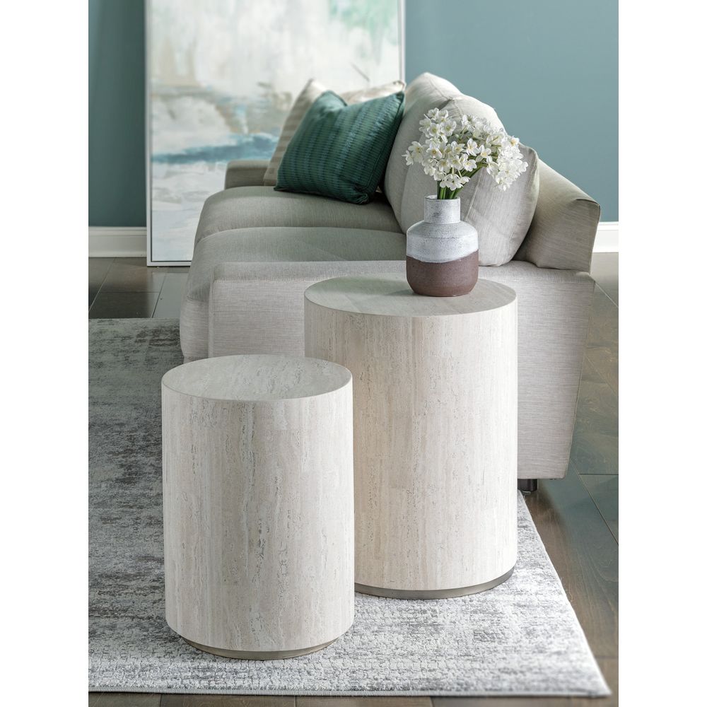 Side Tables Cassio Round Drum Table - Creamy White