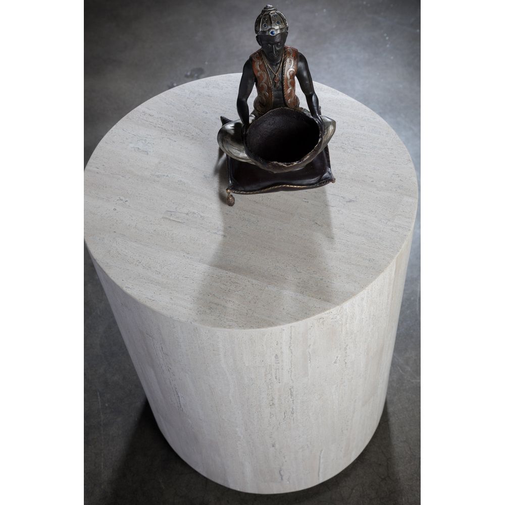 Side Tables Cassio Round Drum Table - Creamy White