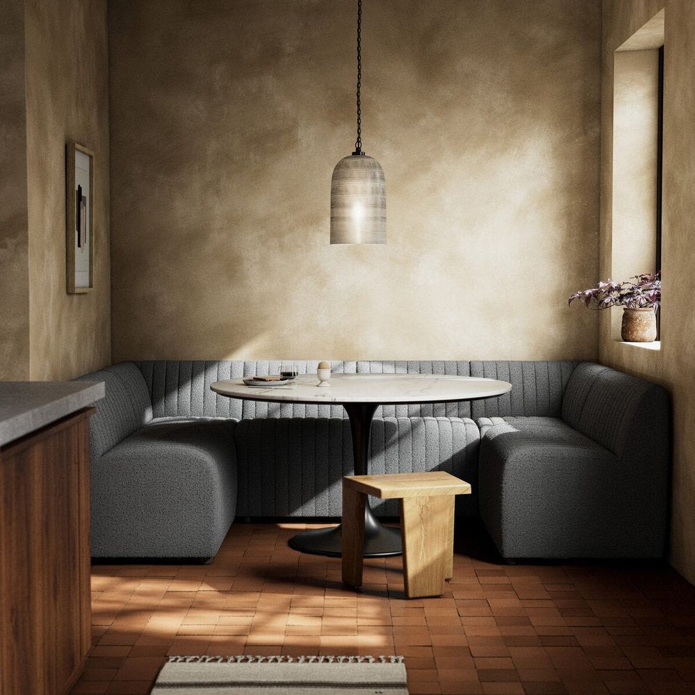 Banquettes Make Your Own: Alexander Dining Banquette - Corner Chair - Fiqa Boucle Charcoal