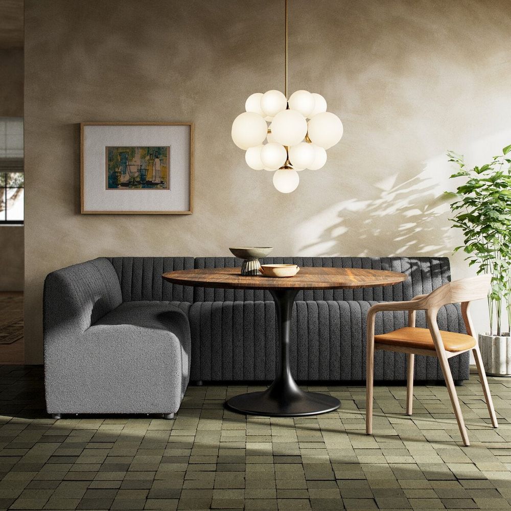 Banquettes Alexander Dining Banquette, L-Shape - 100" - Fiqa Boucle Charcoal