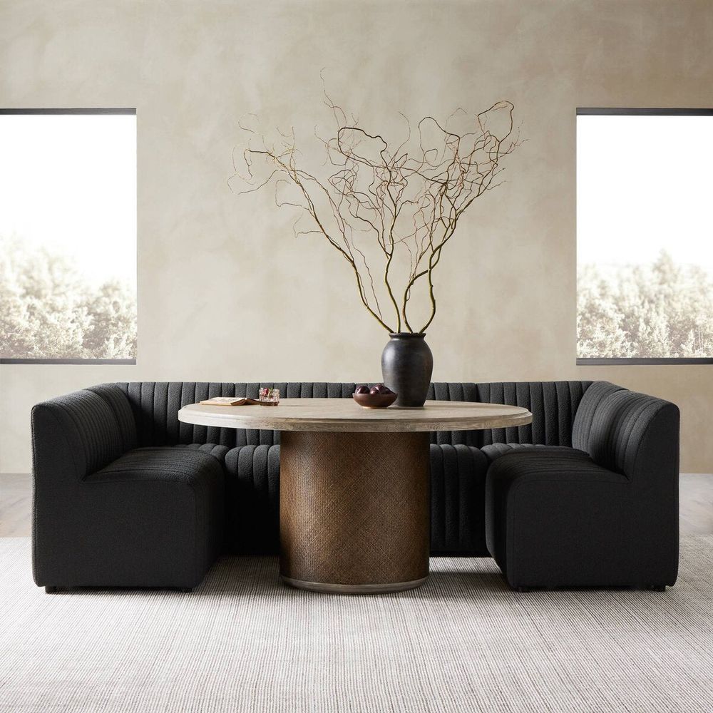 Banquettes Alexander Dining Banquette, U Shape - 119.5" - Fiqa Boucle Charcoal
