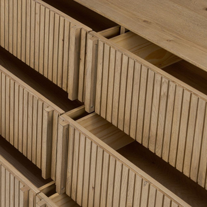 Leo 6 Drawer Dresser - Rustic Light Natural Oak