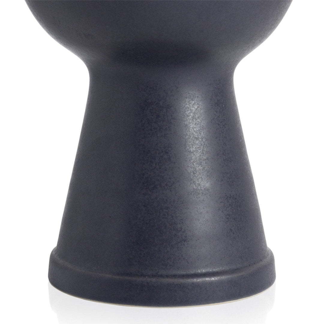 Anika Wide Vase - Matte Black Ceramic