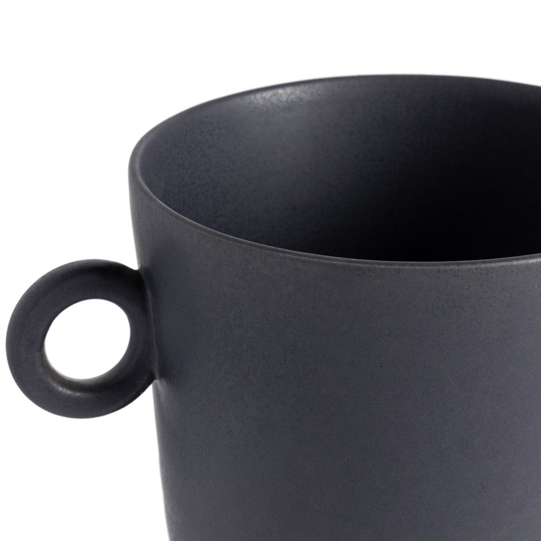 Anika Wide Vase - Matte Black Ceramic