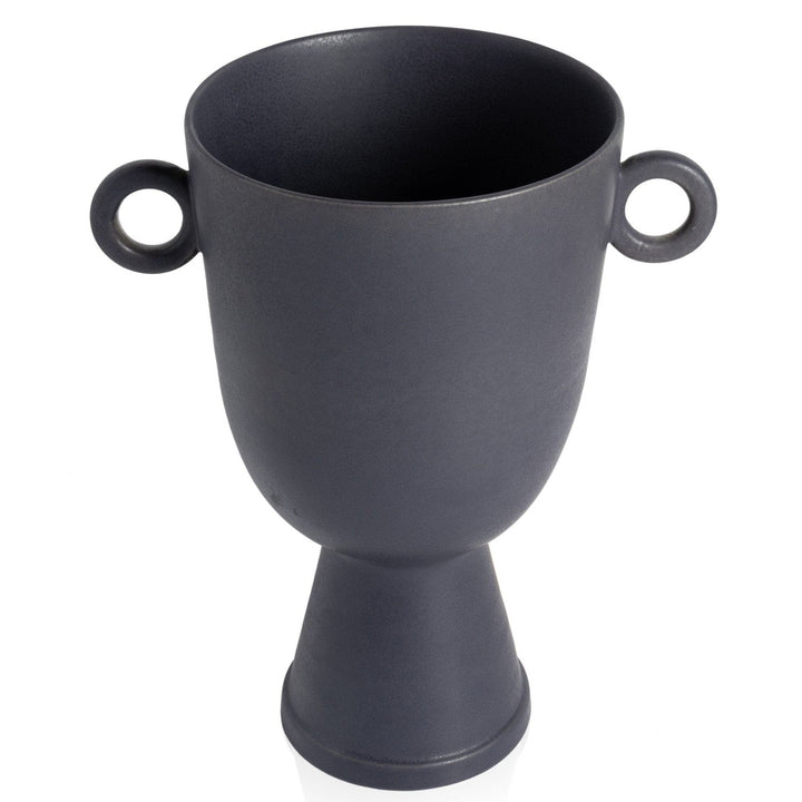 Anika Wide Vase - Matte Black Ceramic