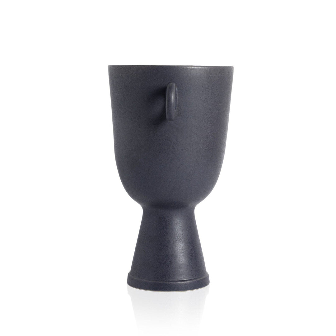 Anika Wide Vase - Matte Black Ceramic