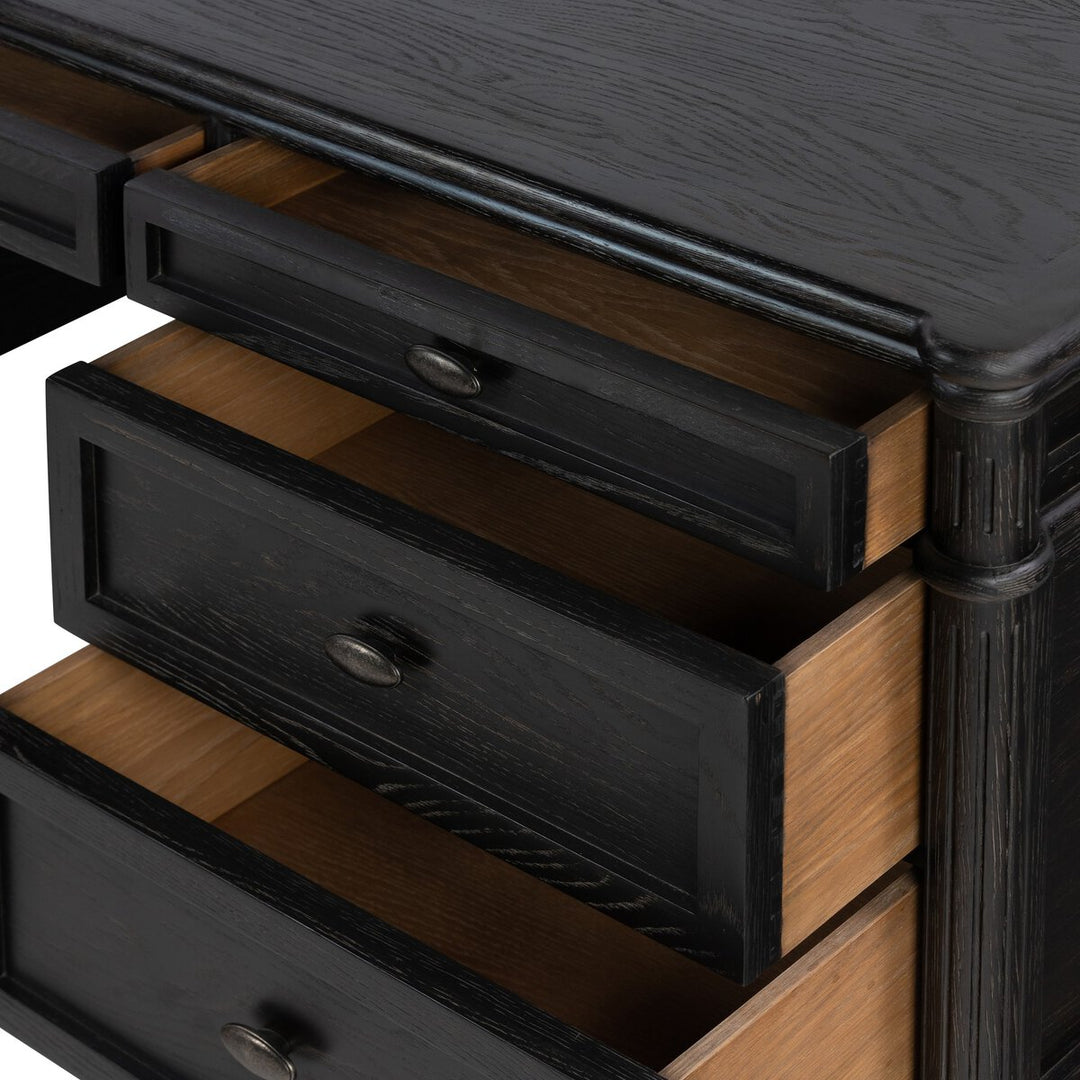 Marseille Executive Desk - Distressed Black