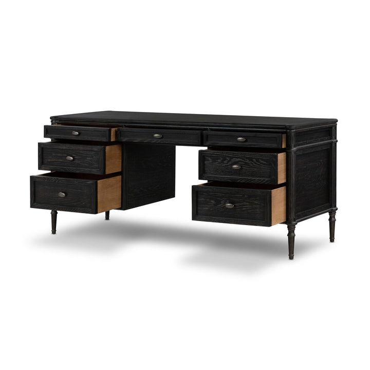 Marseille Executive Desk - Distressed Black