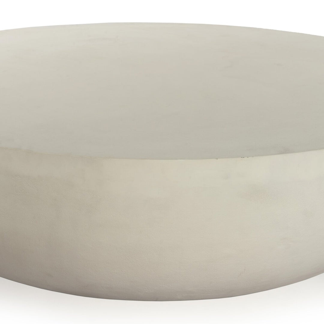 Stone Outdoor Round Coffee Table - Matte White - 48"