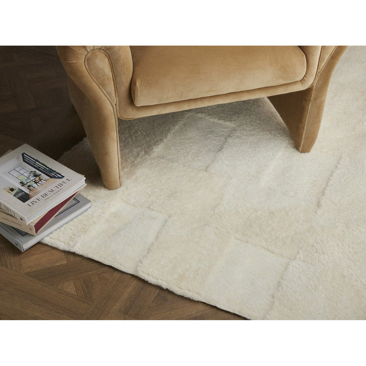 Quilted Shearling Rug - Cream Shorn Sheepskin